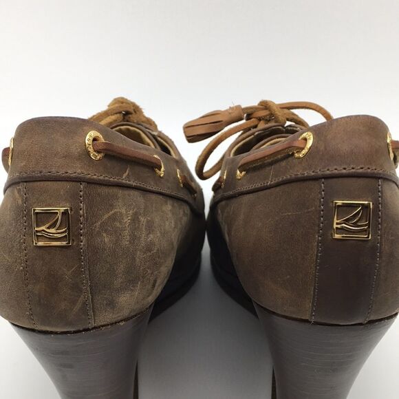 Sperry Top Sider Brown Nubuck Leather Wedges Sz 9.5 - Picture 8 of 16